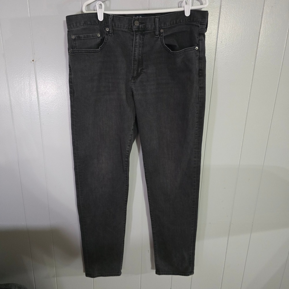 Gap Slim Fit Denim‎ Jeans Mens 38x34 Black Washed 5-Pocket Pants